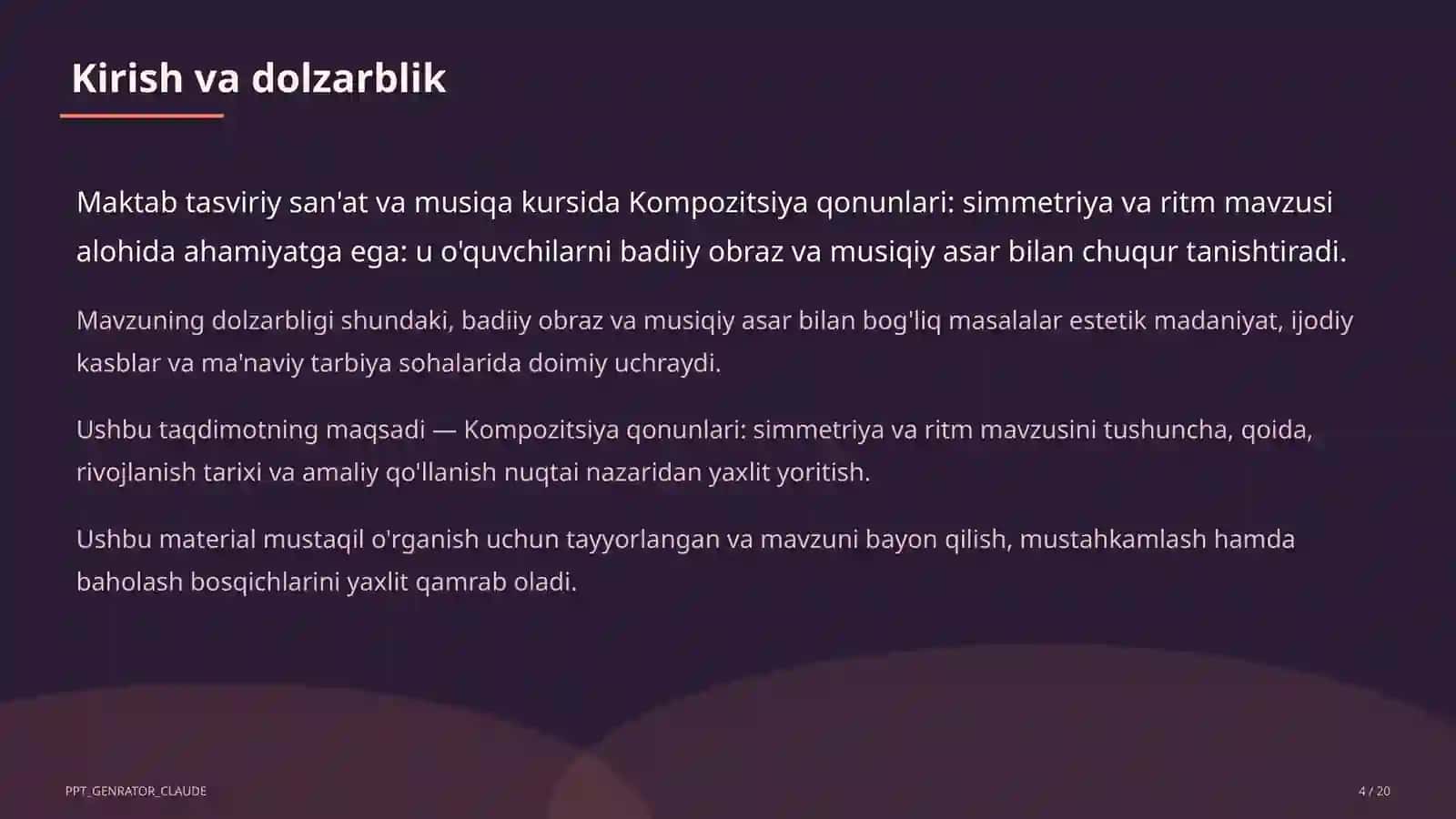 Kompozitsiya qonunlari: simmetriya va ritm (7-sinf) 4