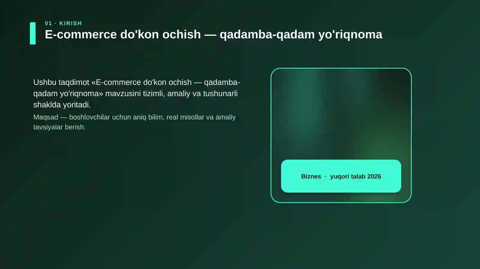 E-commerce do'kon ochish — qadamba-qadam yo'riqnoma 4