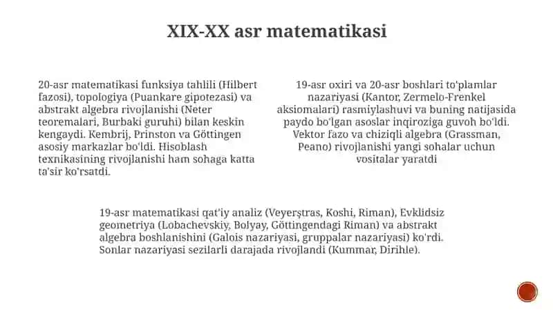 Matematika tarixining asosiy davrlari 4