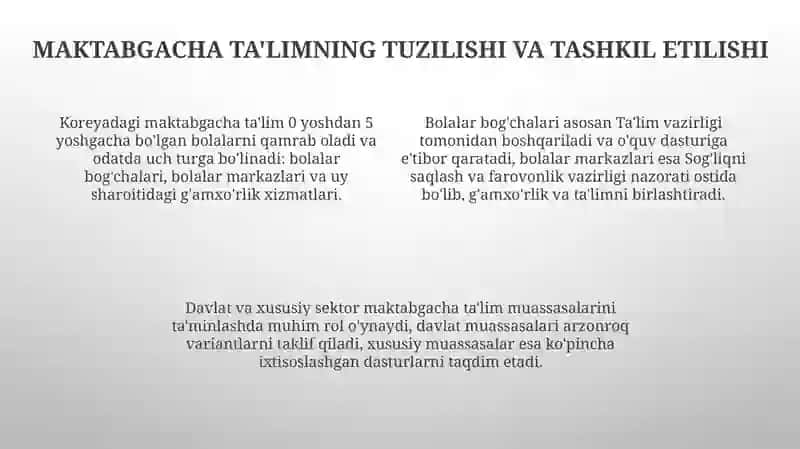 Koreyada maktabgacha ta'lim 4