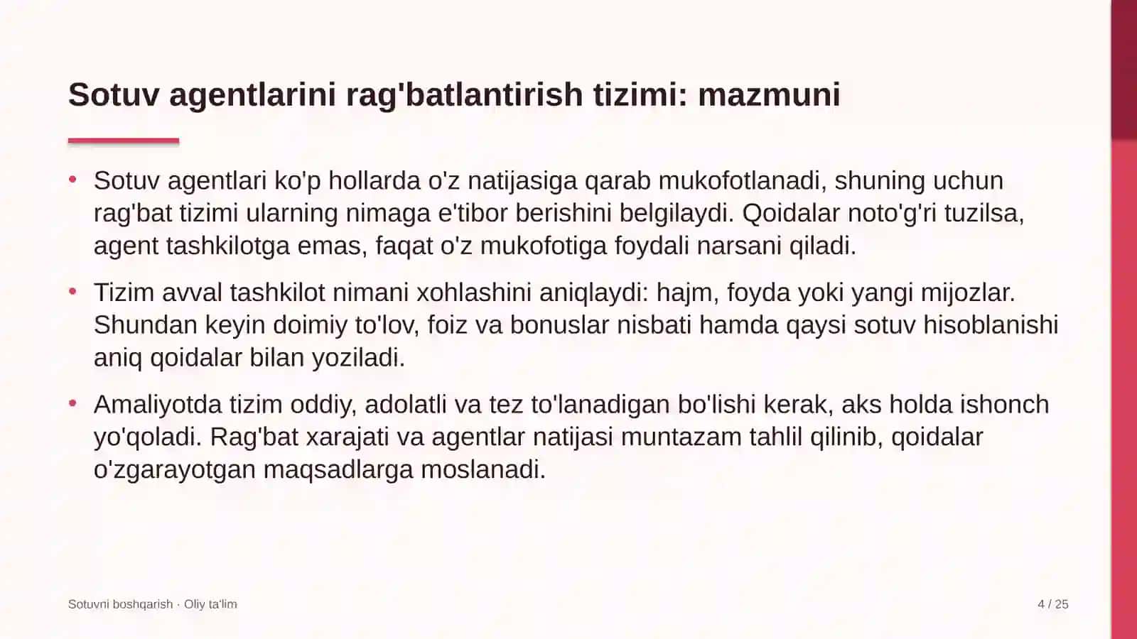 meva sabzavot savdosida sotuv agentlarini rag'batlantirish tizimi 1028 4