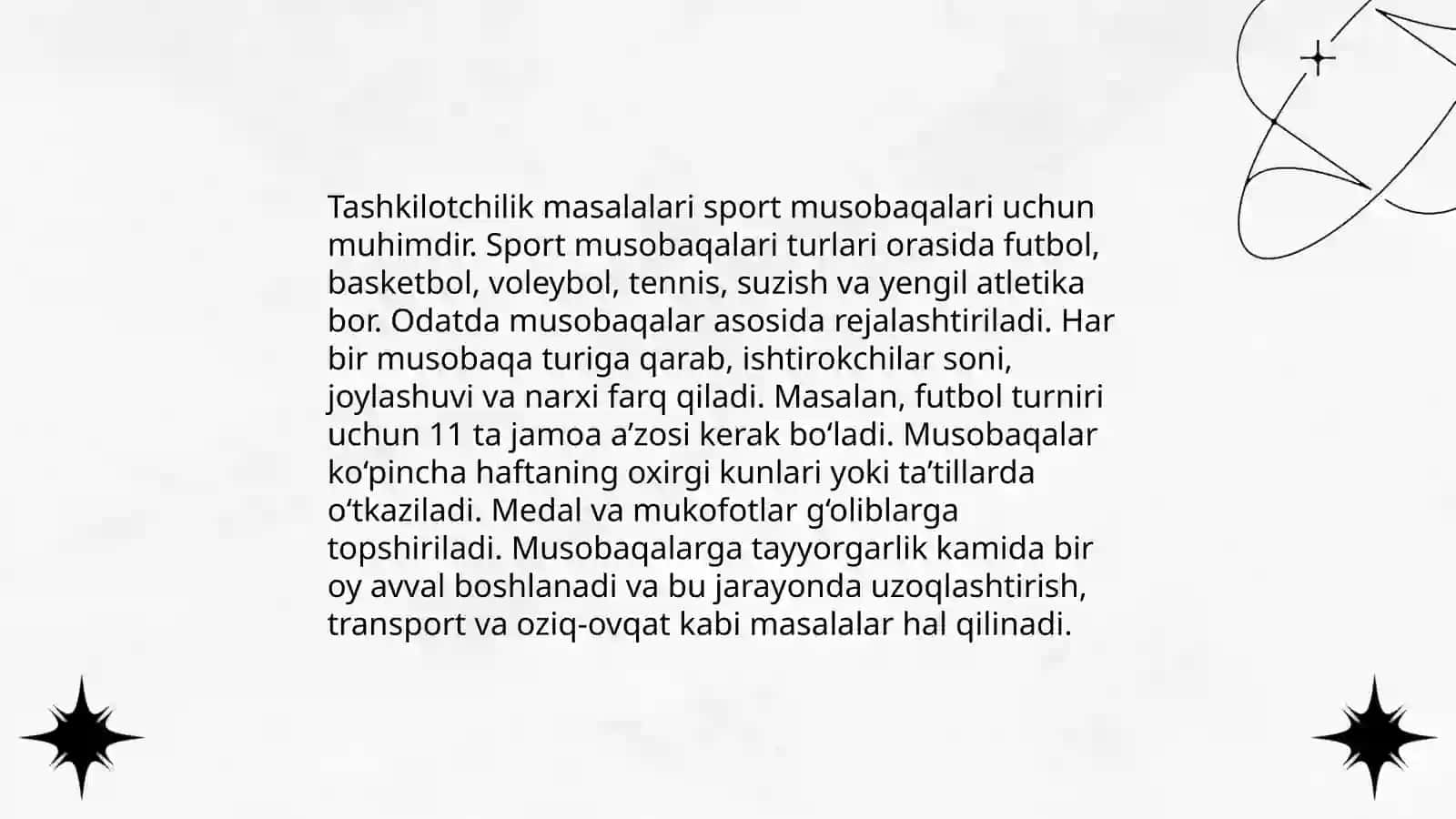 Sport musobqalari tizimi va sportda musobaqa faoliyatining oʻziga xos xususiyatlari 4
