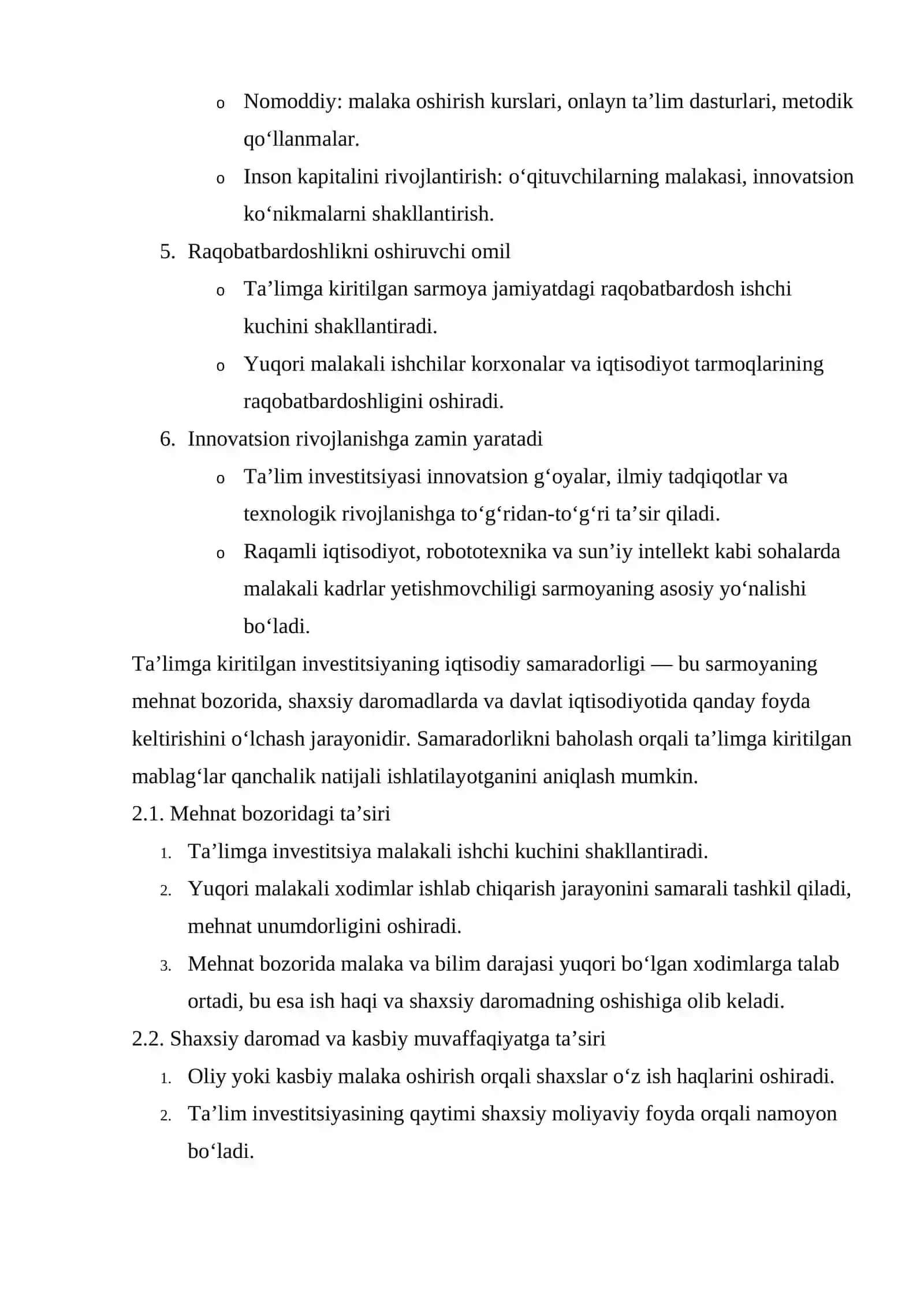 Ta'Limga Investitsiya Qilishning Iqtisodiy Samaradorligi 4