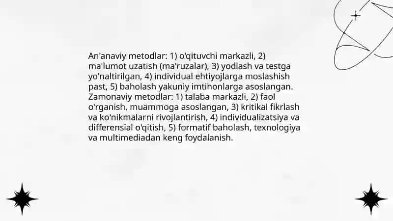 Ta'lim metodlari va usullari tasnifiva ulardan foydalanish 4