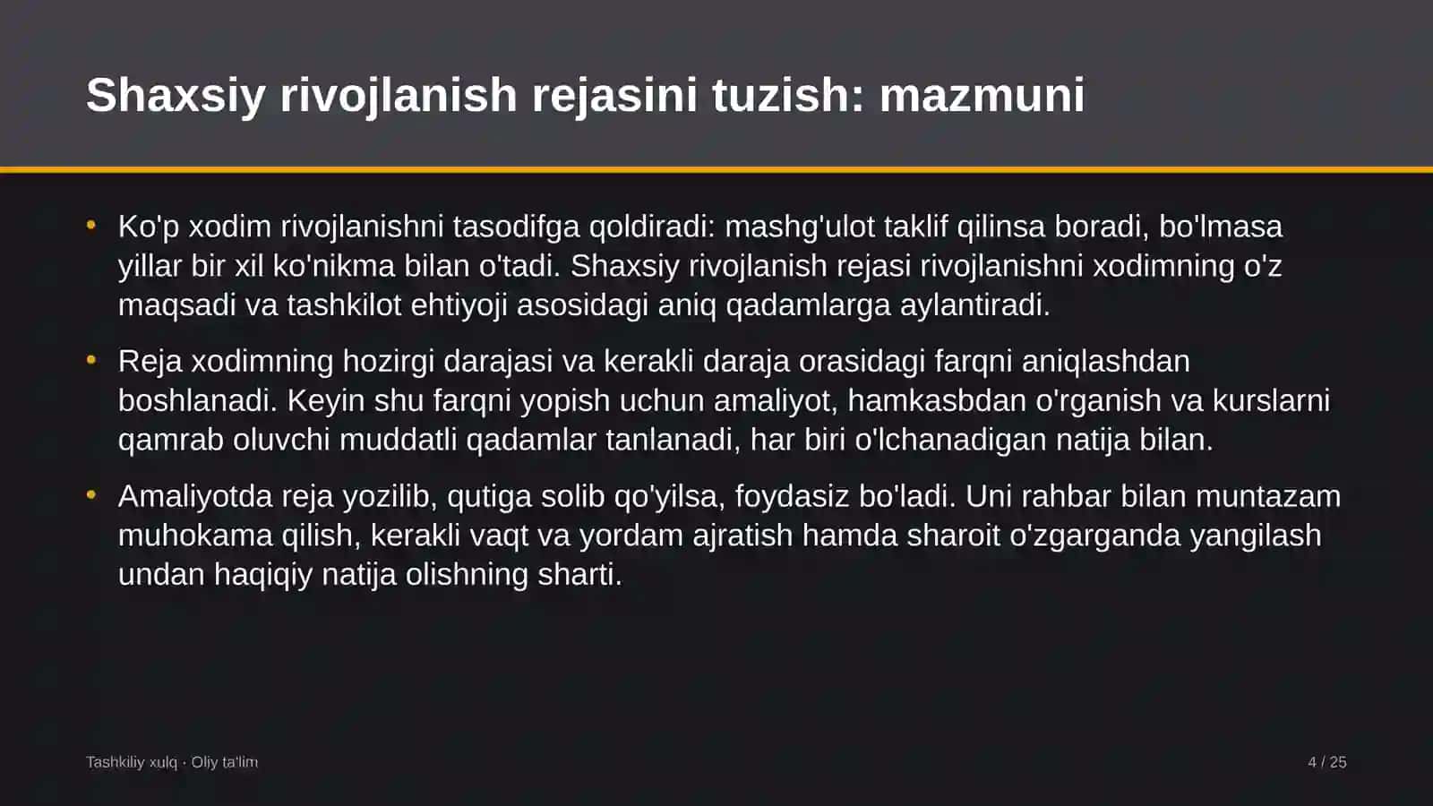 Buyurtmaxonalarda shaxsiy rivojlanish rejasini tuzish 4