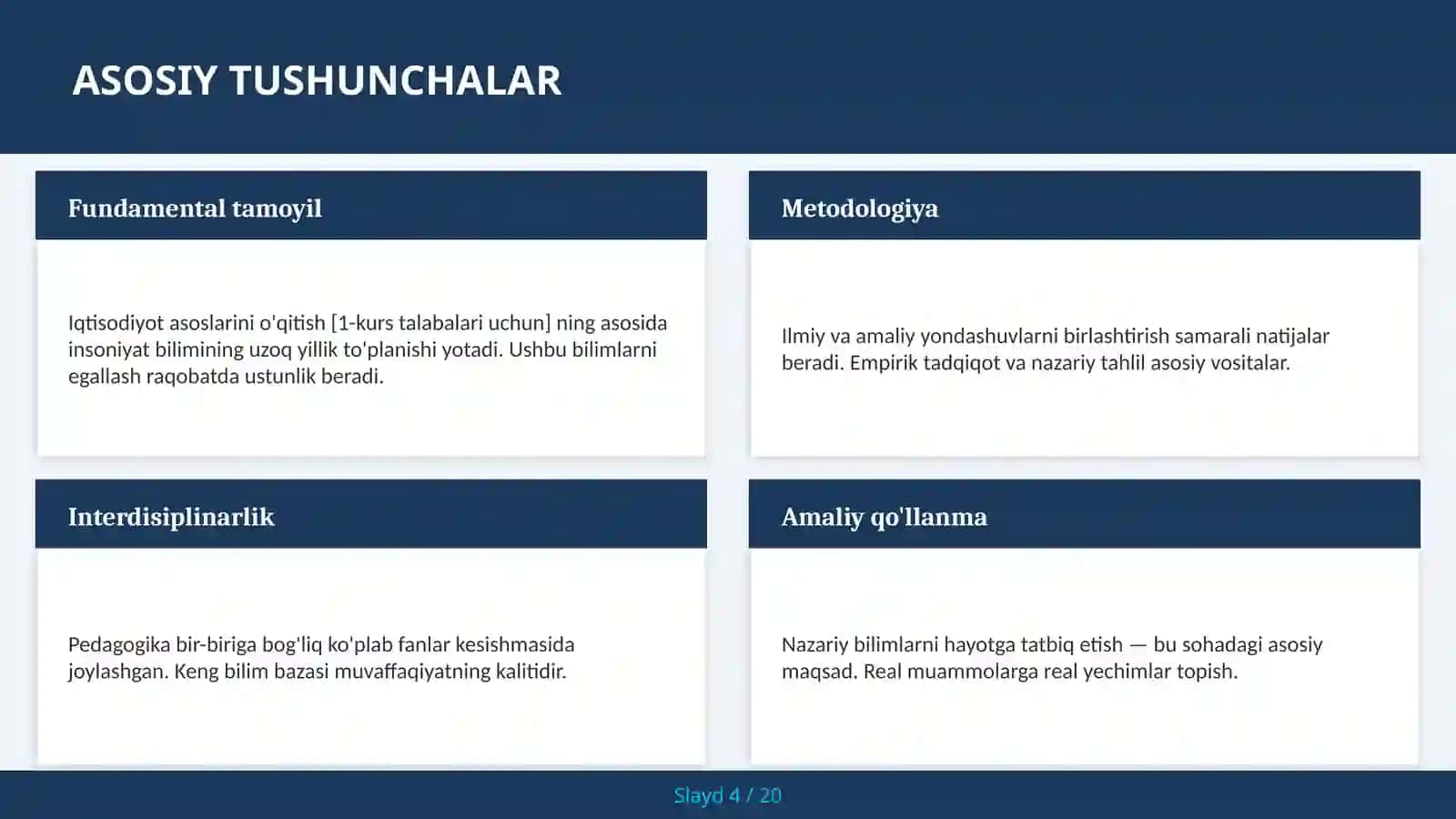 Iqtisodiyot asoslarini o'qitish [1-kurs talabalari uchun] 4