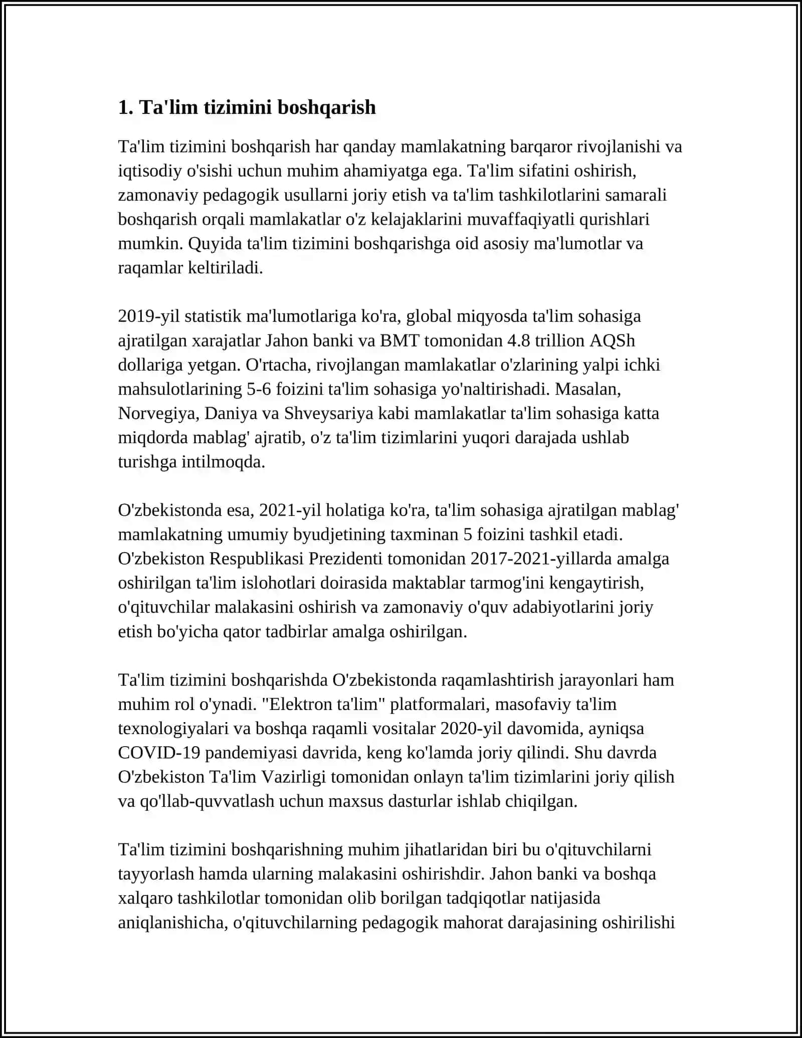 TA'LIM TOʻGʻRISIDAGI DAVLAT QONUNLARINI VA KOʻRSATMALARINI OʻRGANISH 4