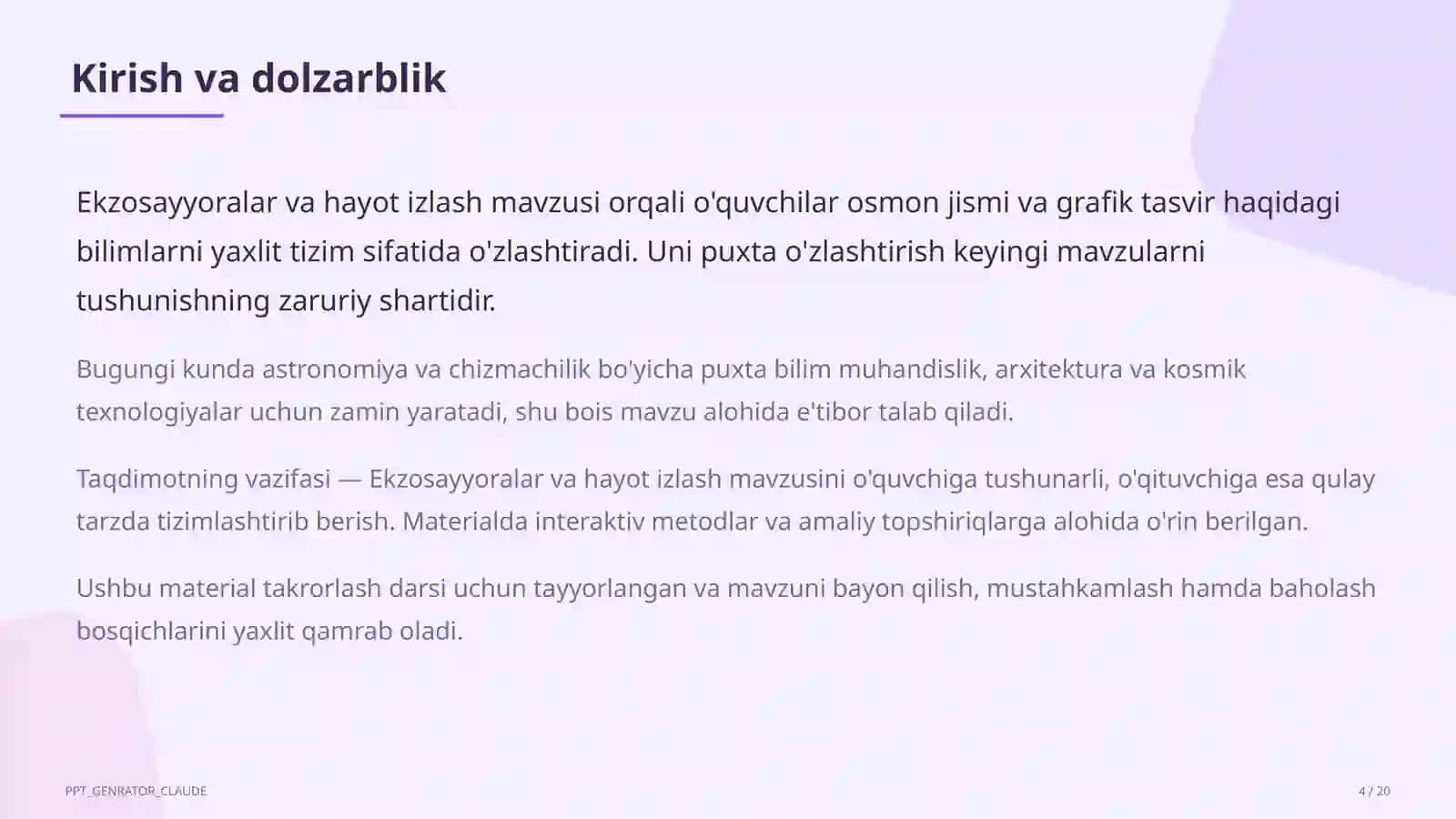 Ekzosayyoralar va hayot izlash (11-sinf) 4