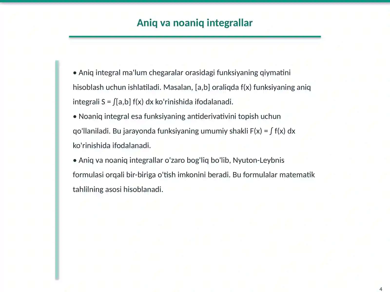 Integrallar: Tushuncha va tarix 4