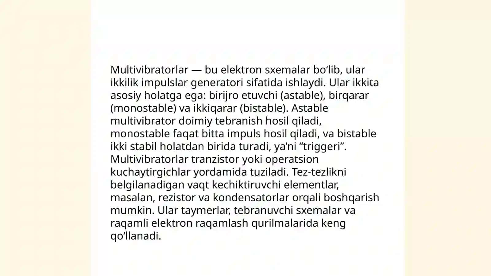 Multivibratorlarni o‘rganish 4