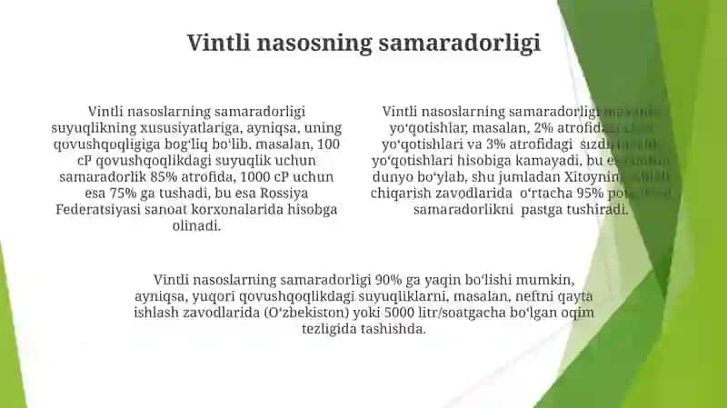 Vintli nasos tuzilishi va ishlashi qoʻllanilish sohasi 4