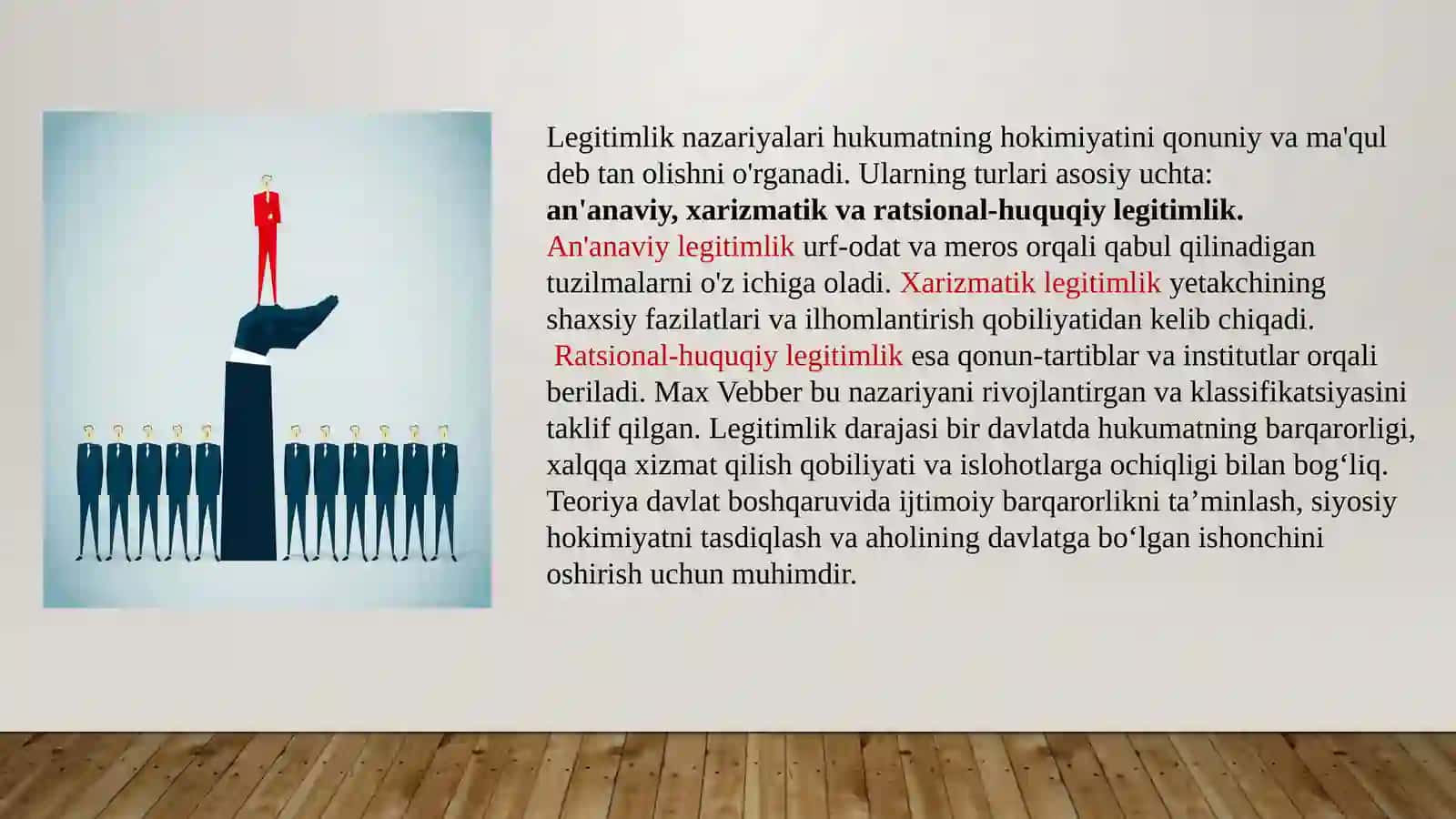 siyosiy hokimiyat legitimligi hamda legalligi tushunchalarining mazmun mohiyati 4