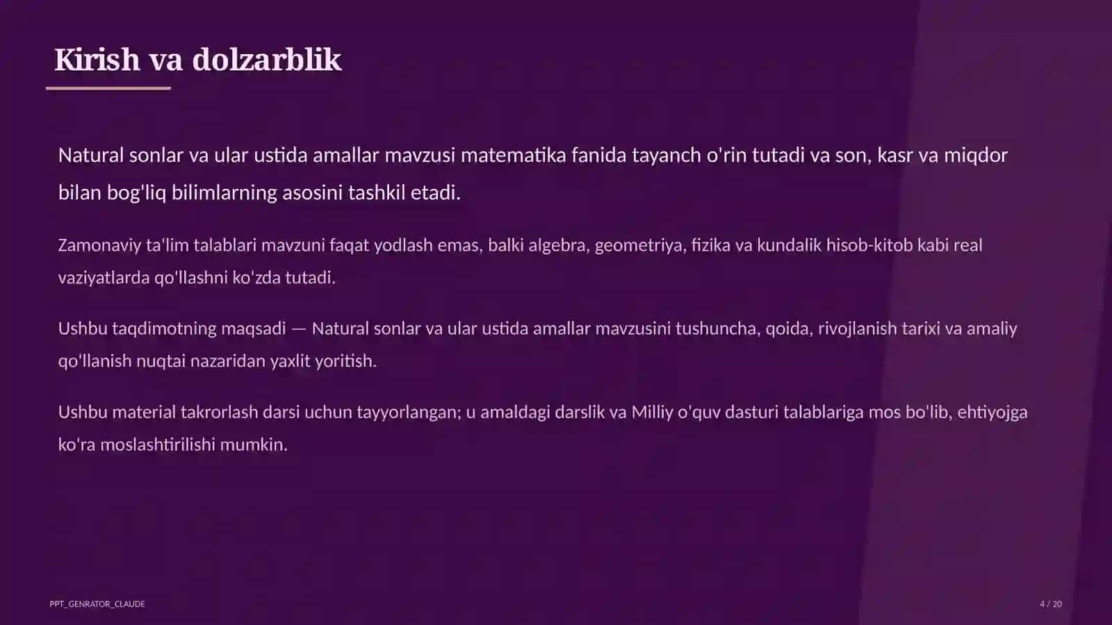 Natural sonlar va ular ustida amallar (5-sinf) 4