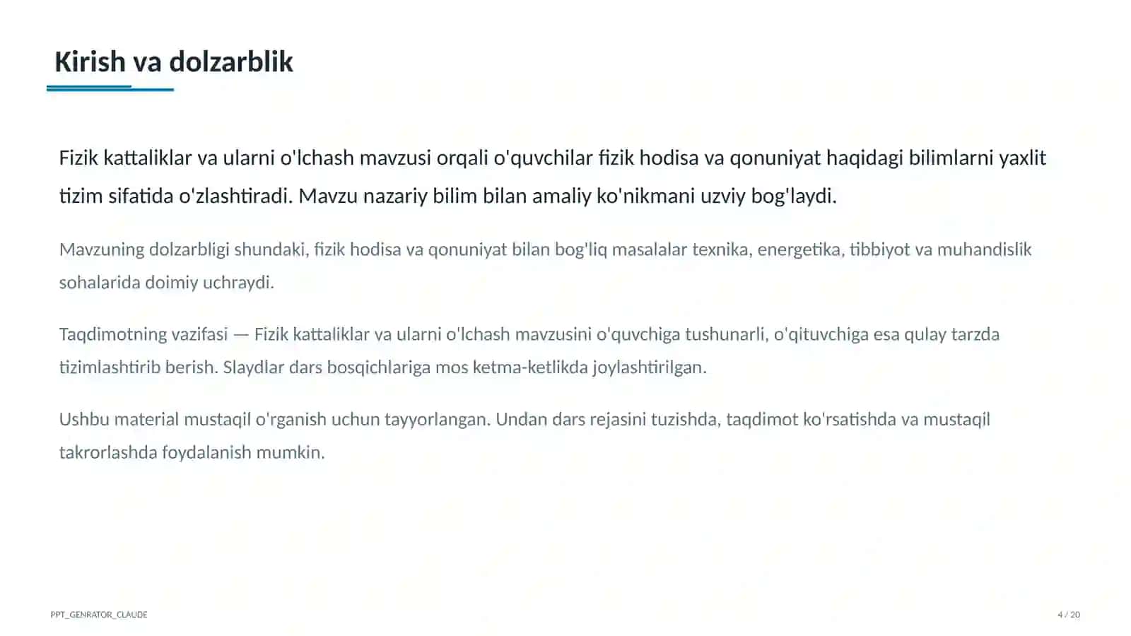 Fizik kattaliklar va ularni o'lchash (6-sinf) 4