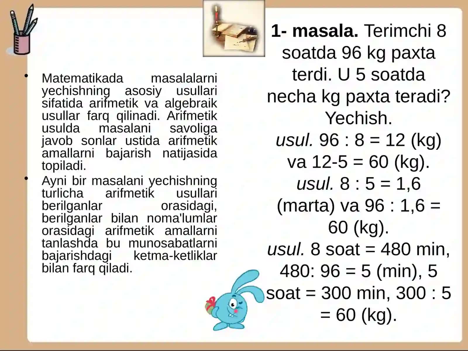 Soddavamurakkab masalalar tuzish va yechish 4