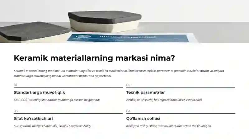 Keramik materiallarining haqiqiy zichligi va markasini aniqlash 4