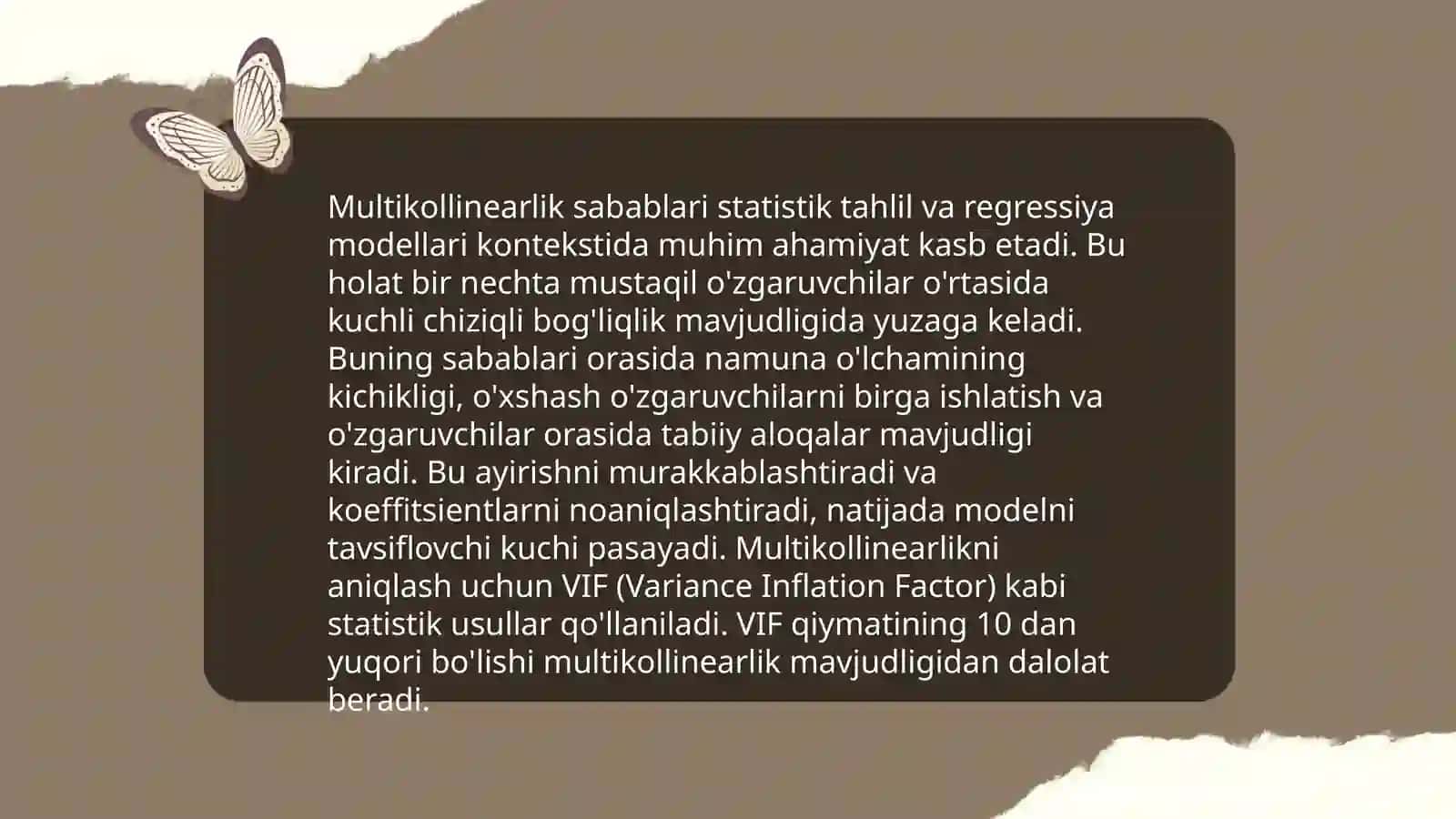 multikollinearlik muammosi va uni hal qilish 4