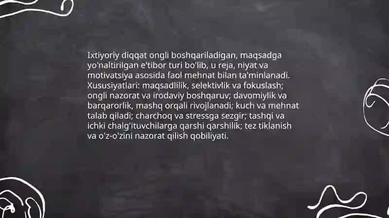 Diqqat turlari va uning xususiyatlari 4
