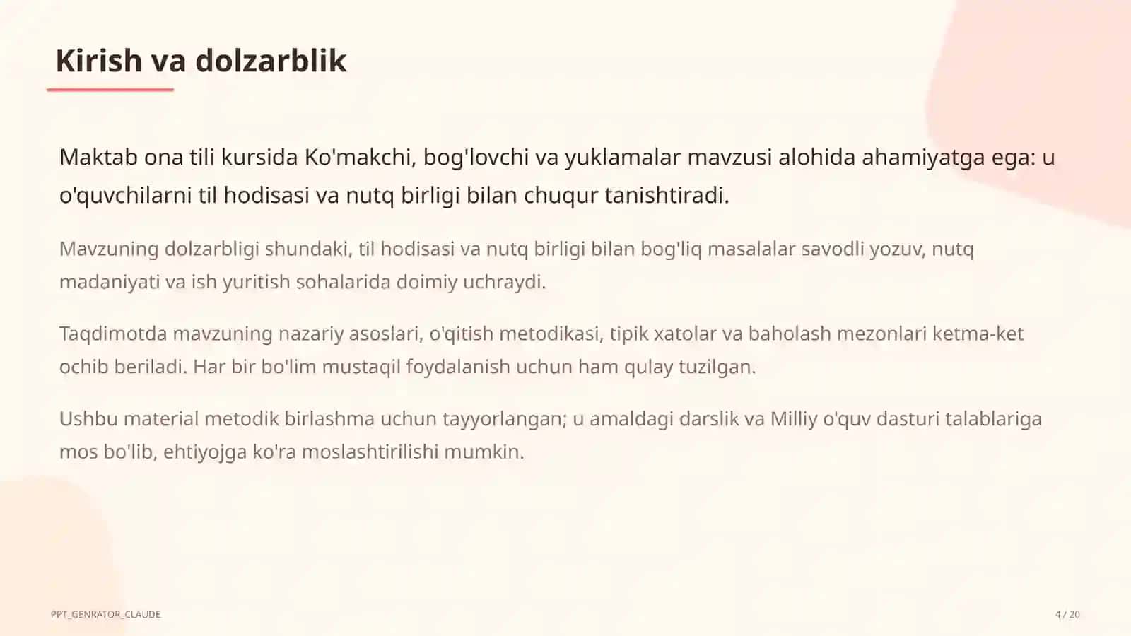 Ona tili (5–11) — metodik birlashma uchun 4