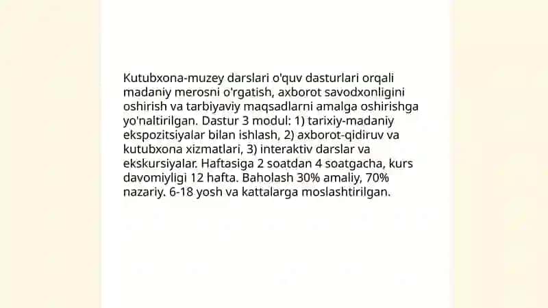 Kutubxona va muzey ta‘lim tarbiya va axborot maskani 4