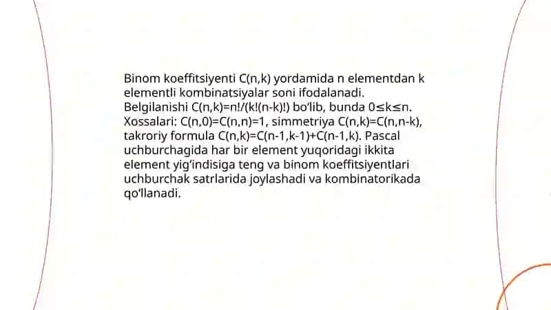 Nyuton binomi. Paskal uchburchagi 4