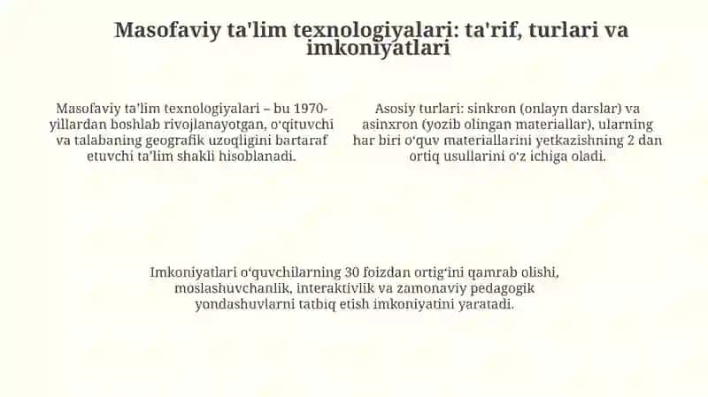 Pedagogik kompetentlikni shakllantirishda masofaviy oʻqitish texnologiyasi 4