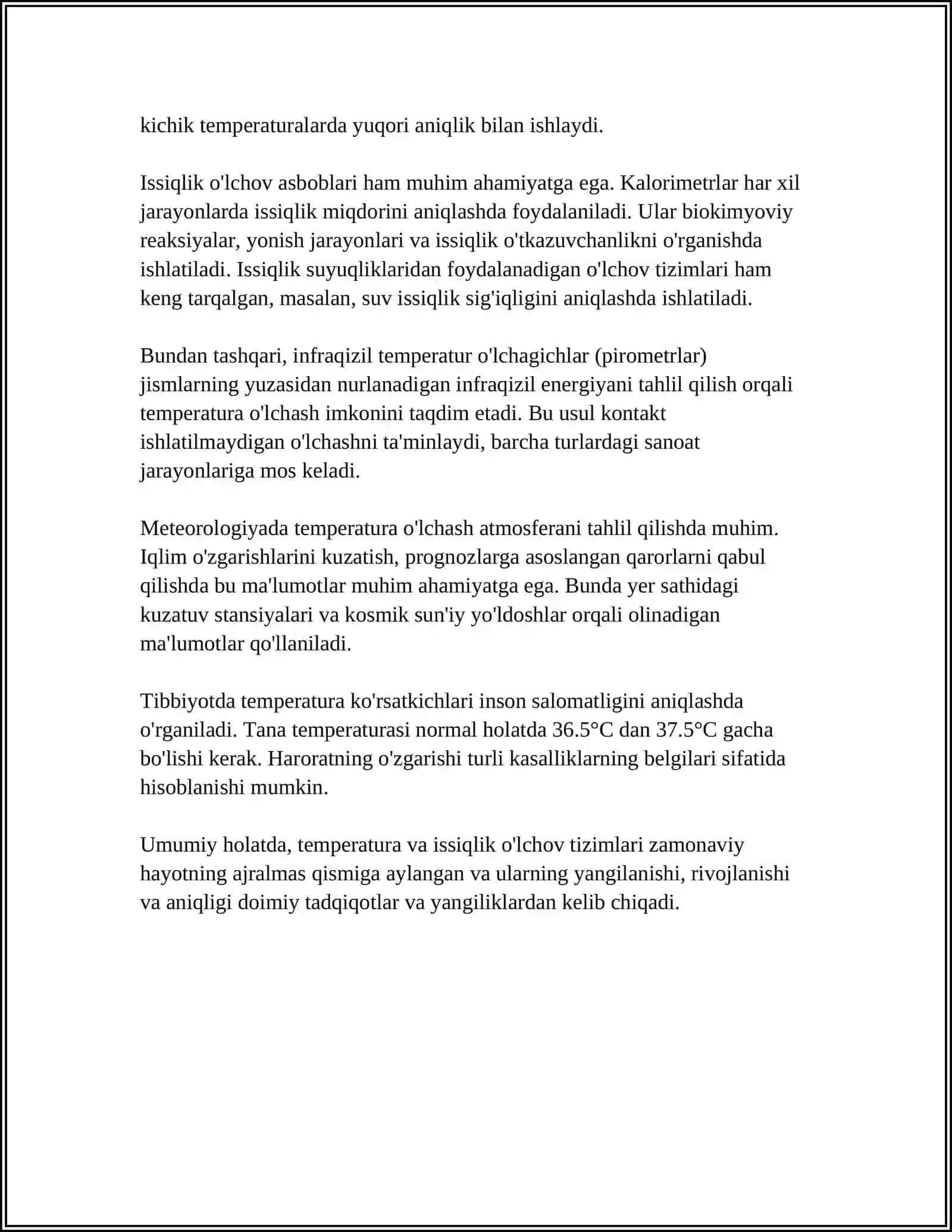 MUSTAQIL ISH Mavzu: TEMPERATURA FIZIKA 4