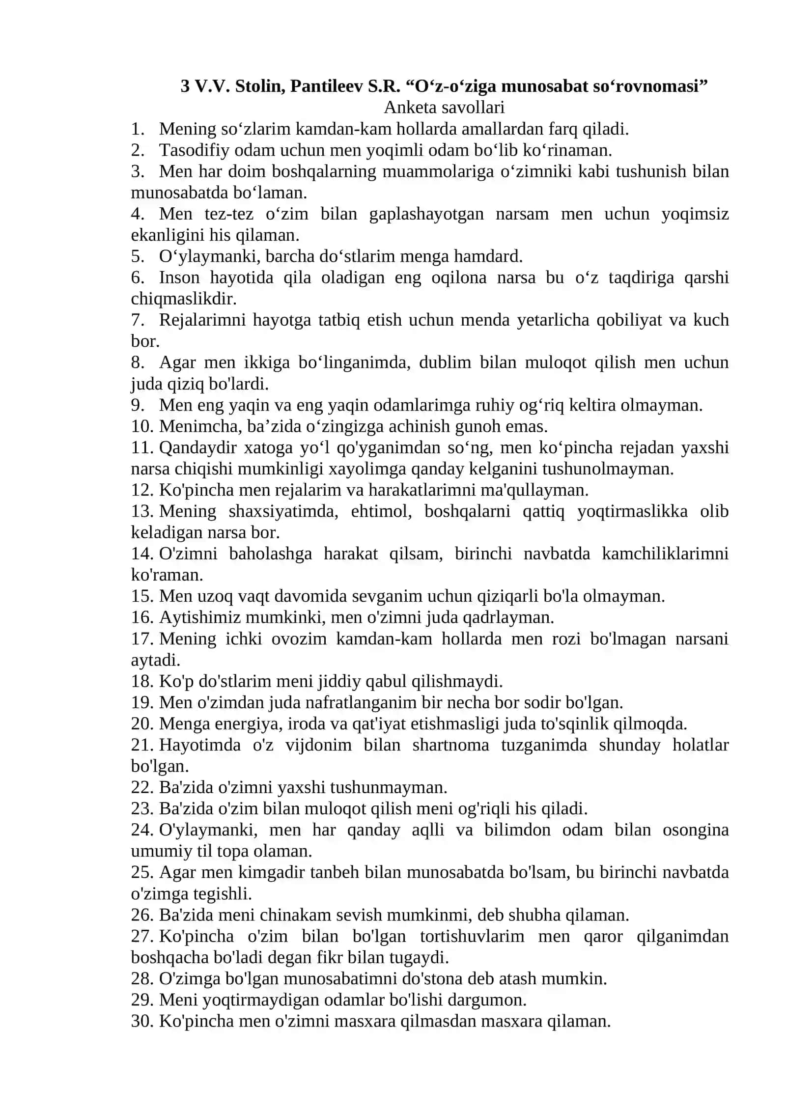 INTERNATSIONAL OILALARDAGI SHAXSLARDA ETNIK IDENTIKLIK NAMOYON BO‘LISHINI O'RGANUVCHI SO’ROVNOMA 4