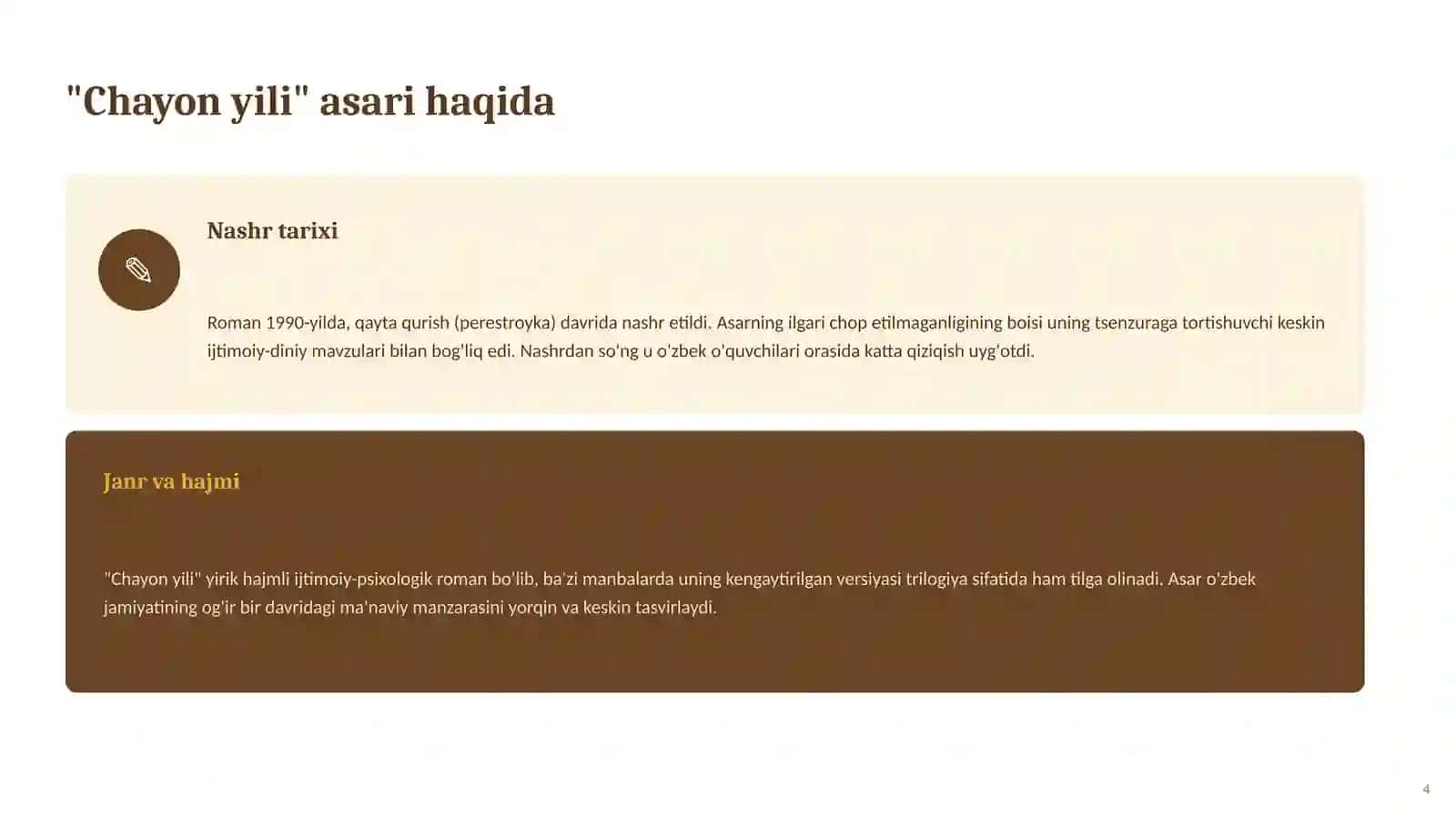 UCHQUN NAZAROVNING “CHAYON YILI” asari tahlili 4