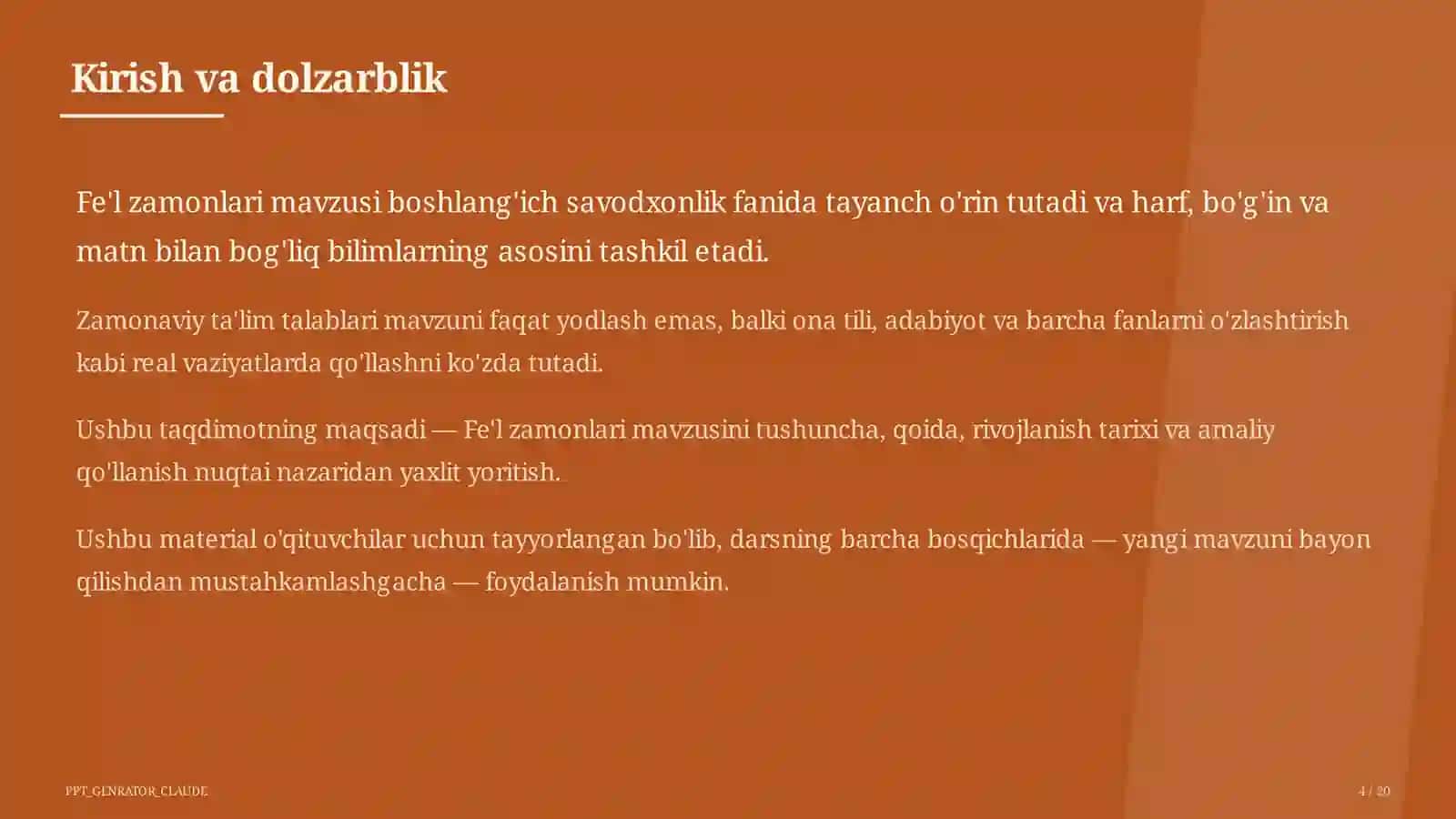 Fe'l zamonlari (4-sinf) 4