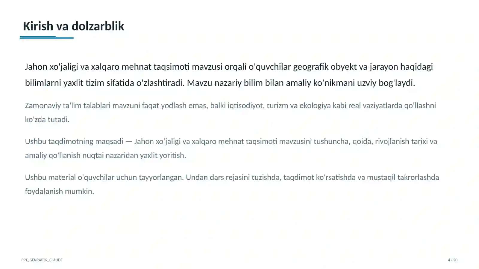 Jahon xo'jaligi va xalqaro mehnat taqsimoti (10-sinf) 4