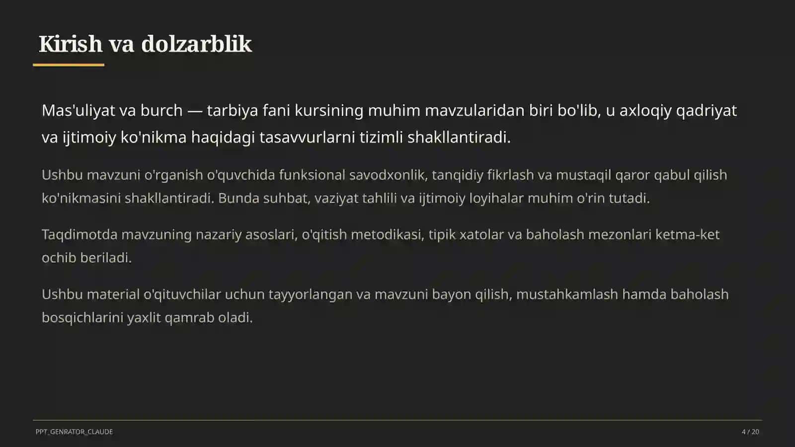 Mas'uliyat va burch (6-sinf) 4