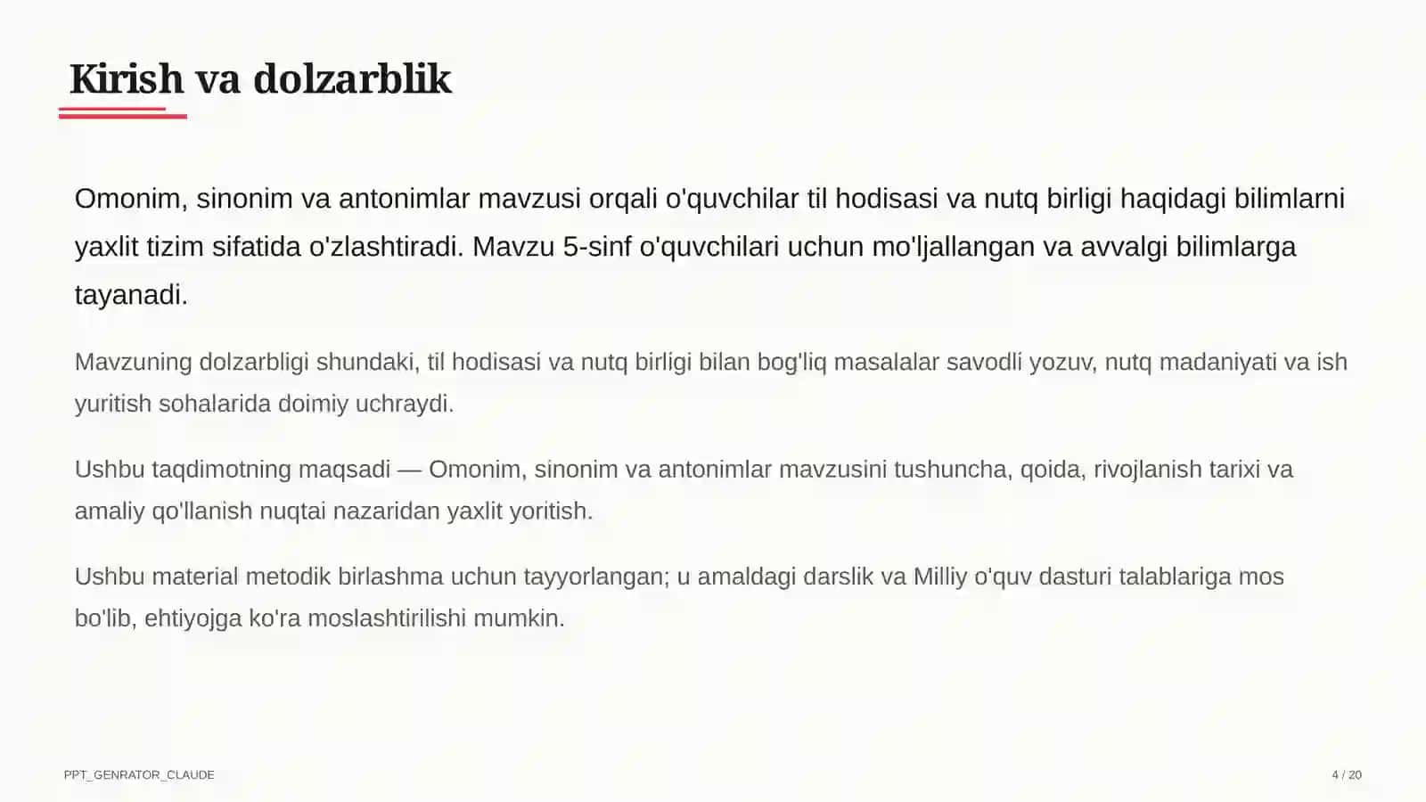 Omonim, sinonim va antonimlar (5-sinf) 4