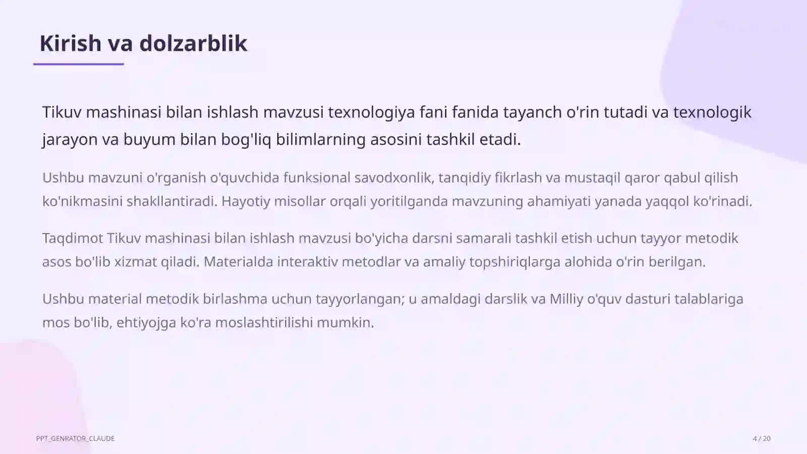 Tikuv mashinasi bilan ishlash (6-sinf) 4