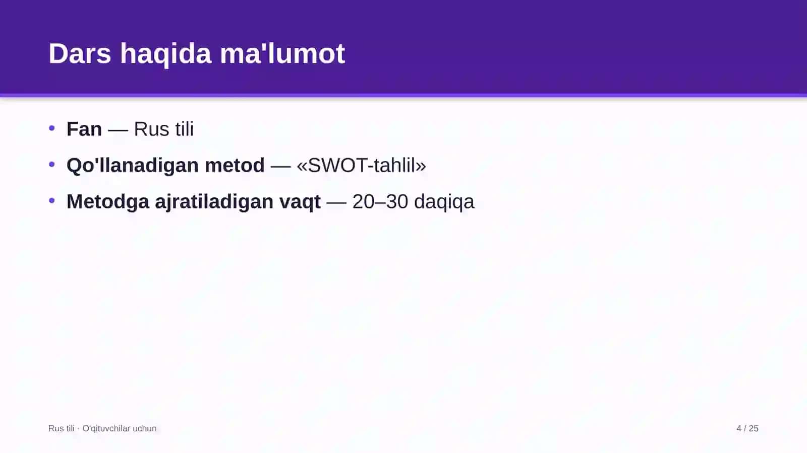 rus tili darslarida swot tahlil metodidan foydalanish 6230 4