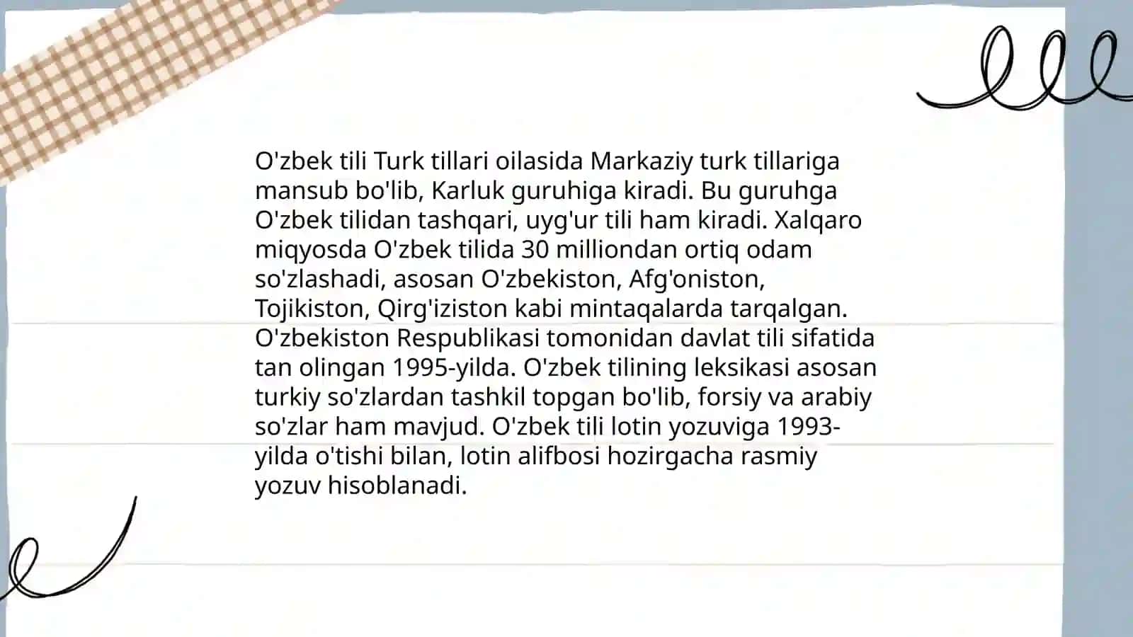 O'zbek tili va uning tillar tizimidagi o'rni 4