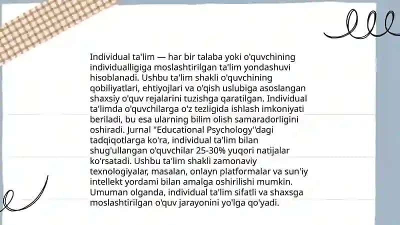 Taʼlimni tashkil etish shakllari 4