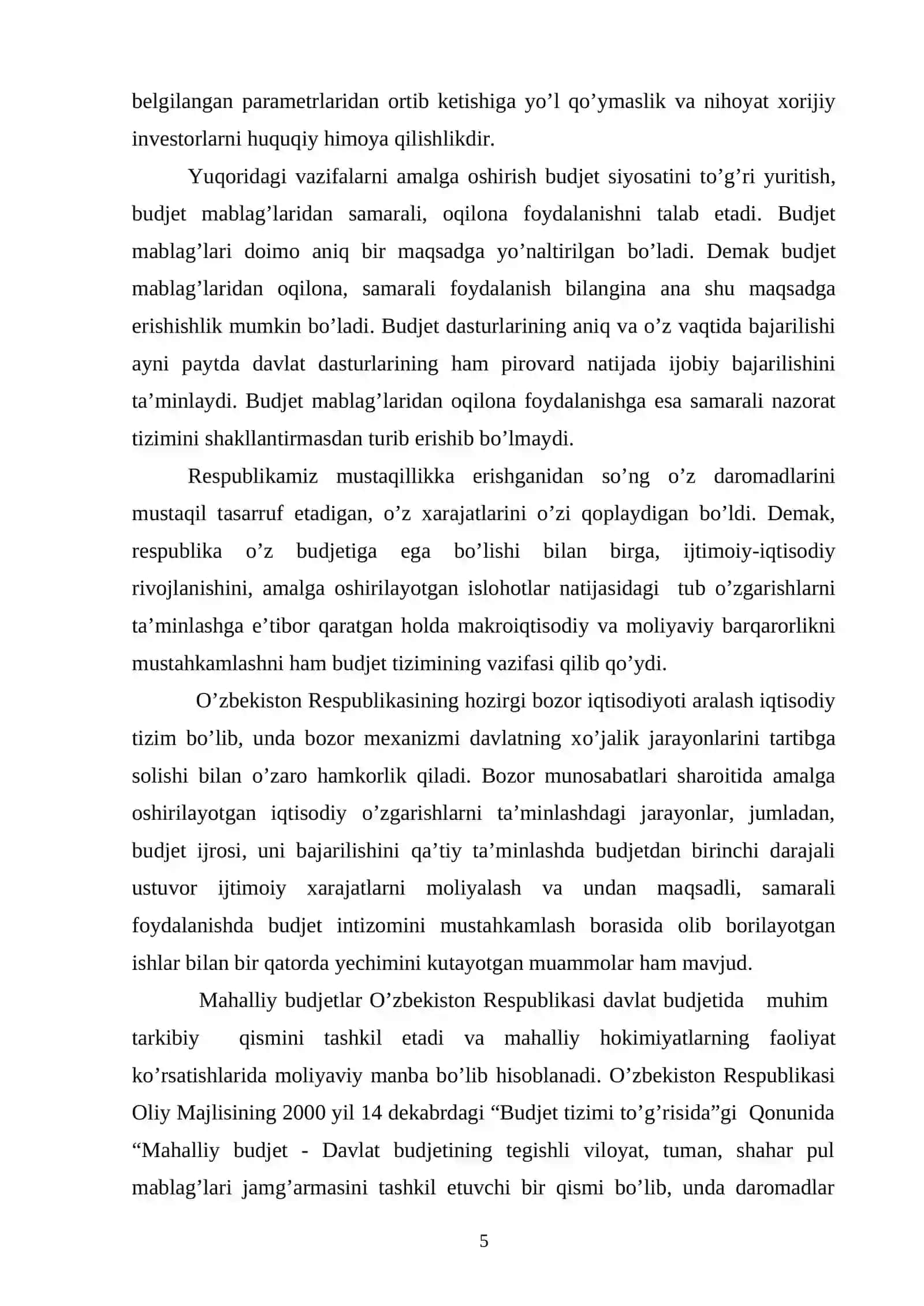 Mahalliy byudjet daromadlarini shakllantirishda va hududiy iqtisodiyotni rivojlantirishda soliqlarning ahamiyati 4