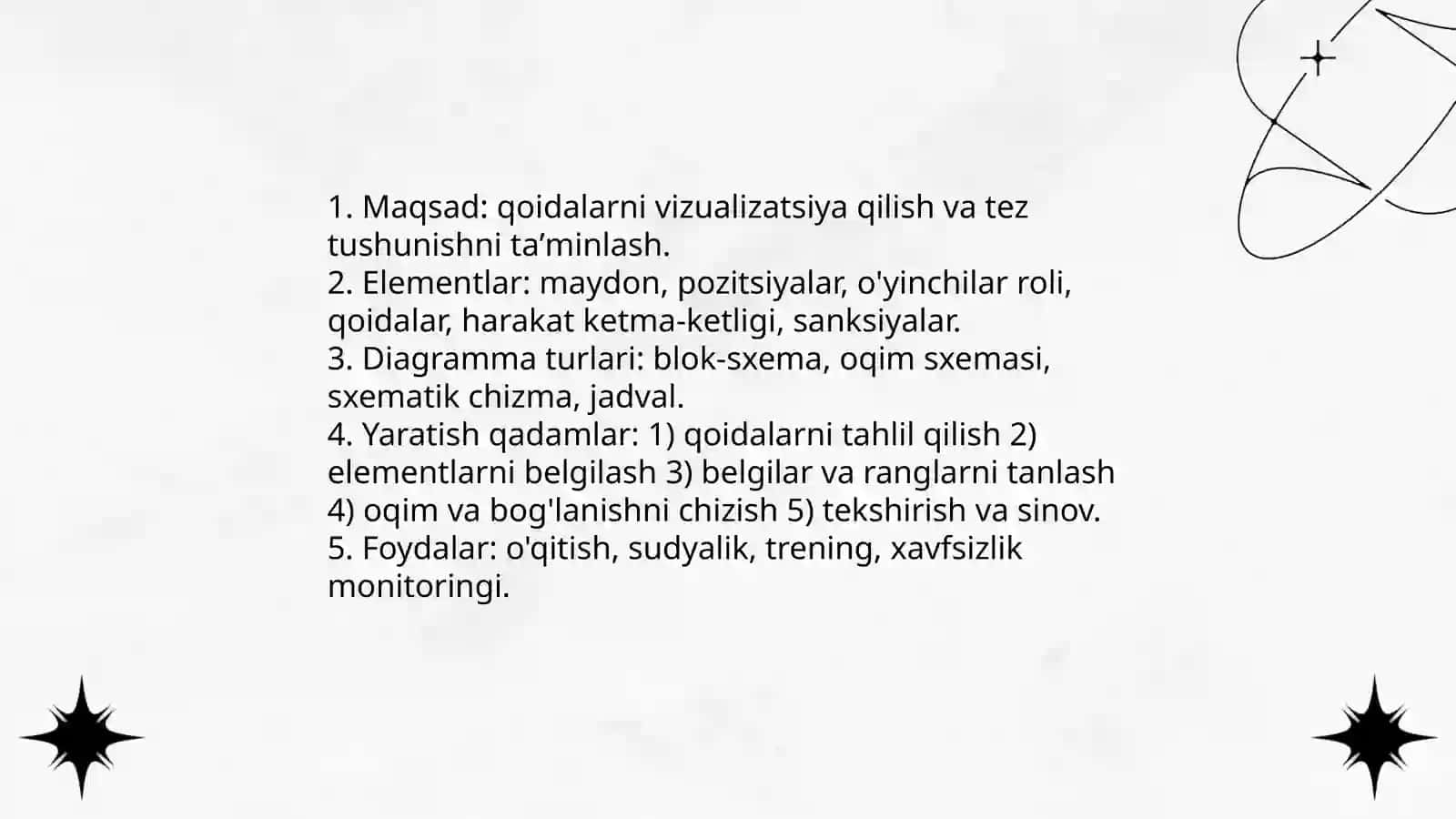 Sport oʻyinlari va xarakatli oʻyinlar qonuni va qoidalari chizmalarini tayyorlash 4