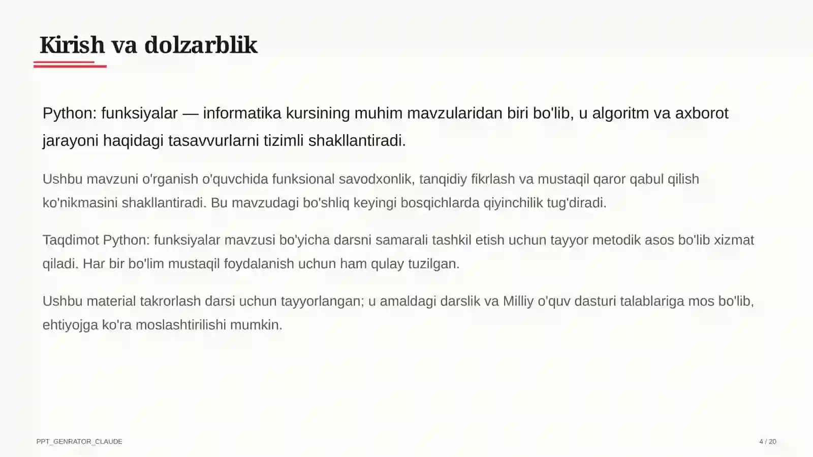 Python: funksiyalar (9-sinf) 4