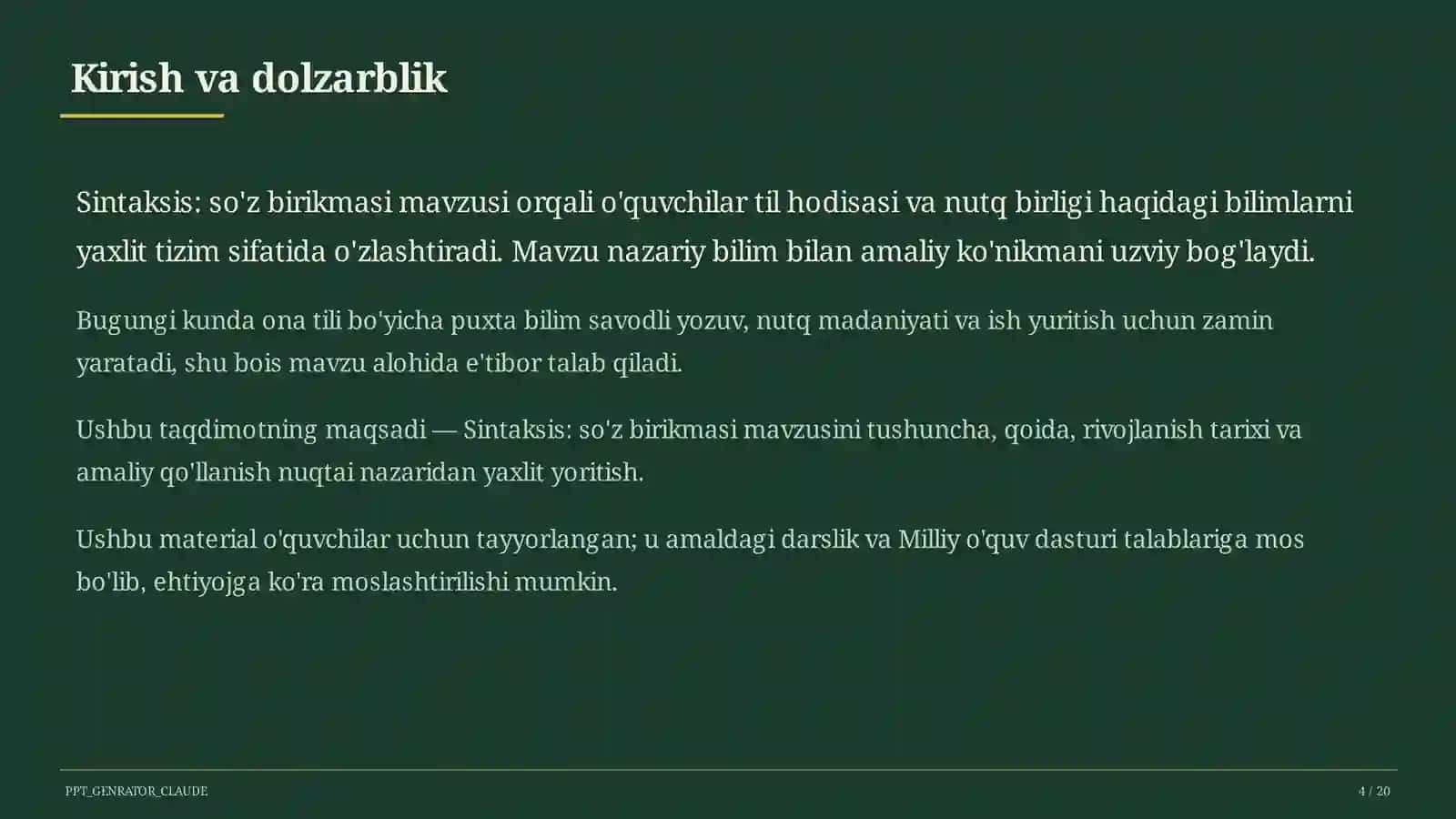 Sintaksis: so'z birikmasi (8-sinf) 4