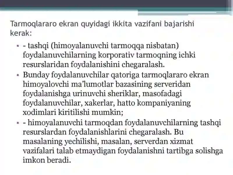 Tarmoqlararo ekranlar arxitekturasi va yangi avlod tizimlari 4