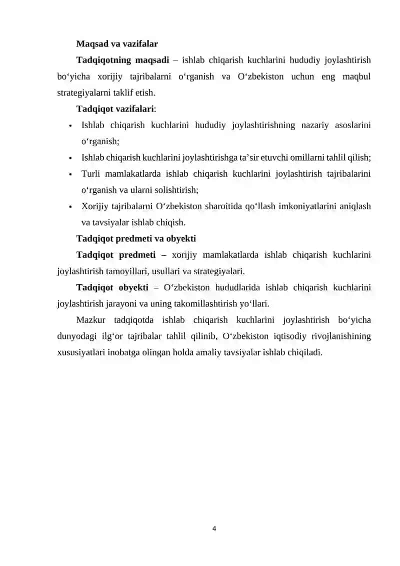 Hududlarda ishlab chiqarish kuchlarini joylashtirish bo`yicha xorijiy tajribalar 4