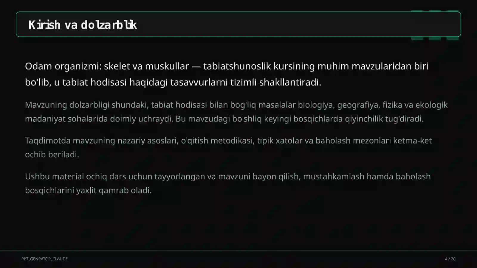 Odam organizmi: skelet va muskullar (4-sinf) 4