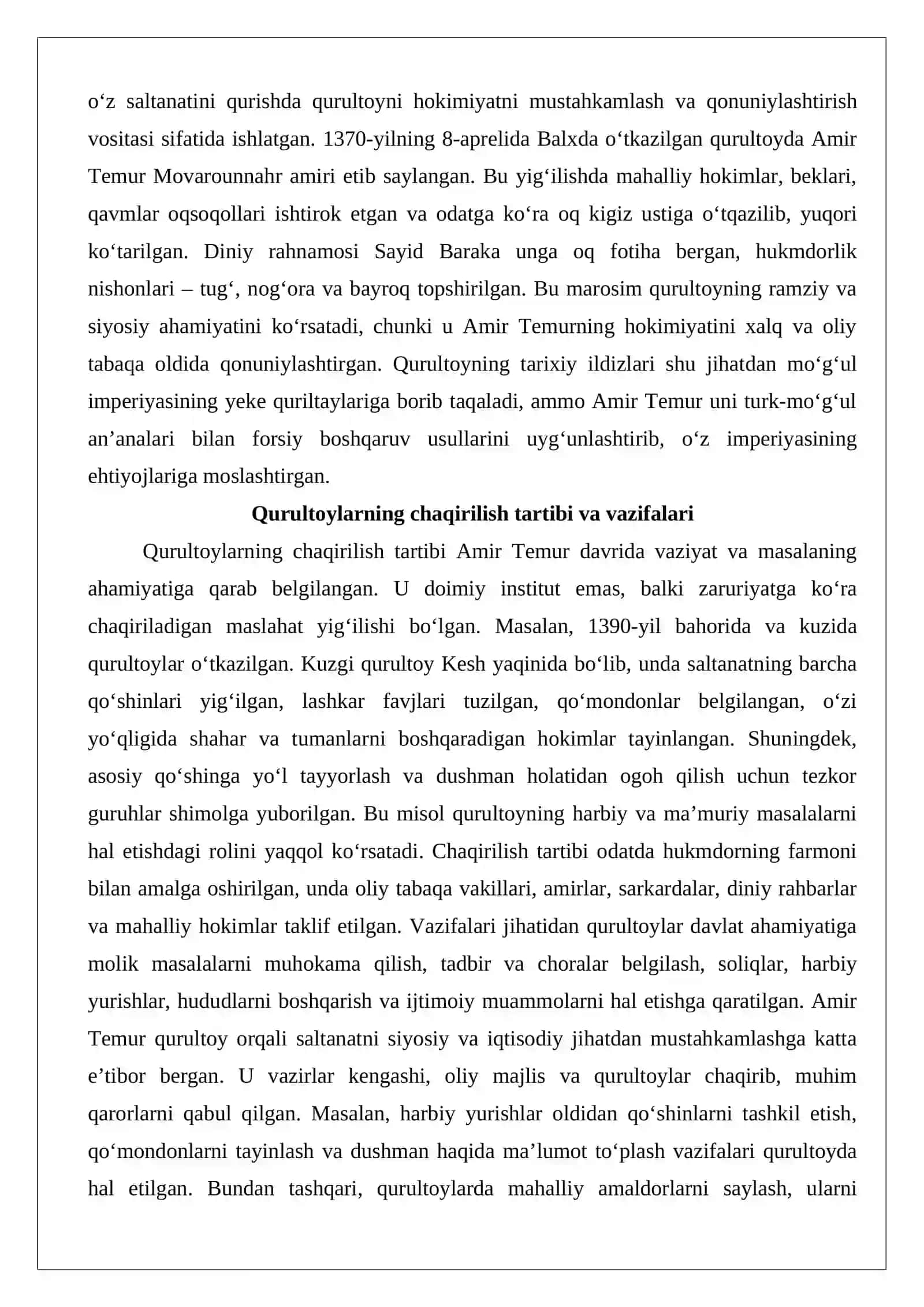 Amir Temur davri qurultoylarida ijtimoiy qatlam vakillarining ishtiroki 4