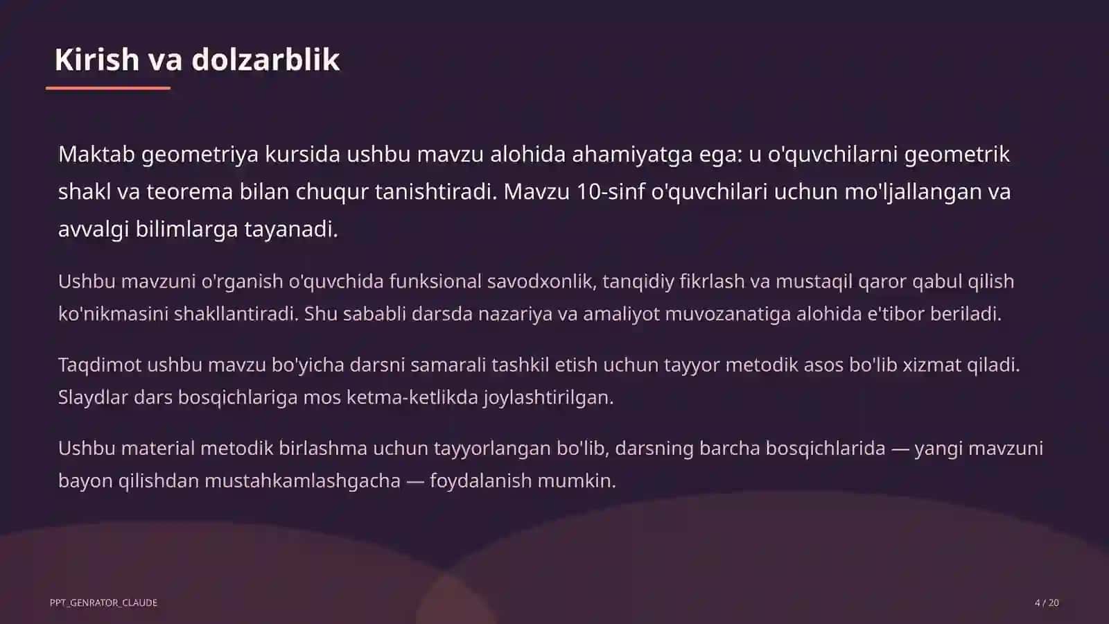 Geometriya (7–11) — metodik birlashma uchun 4