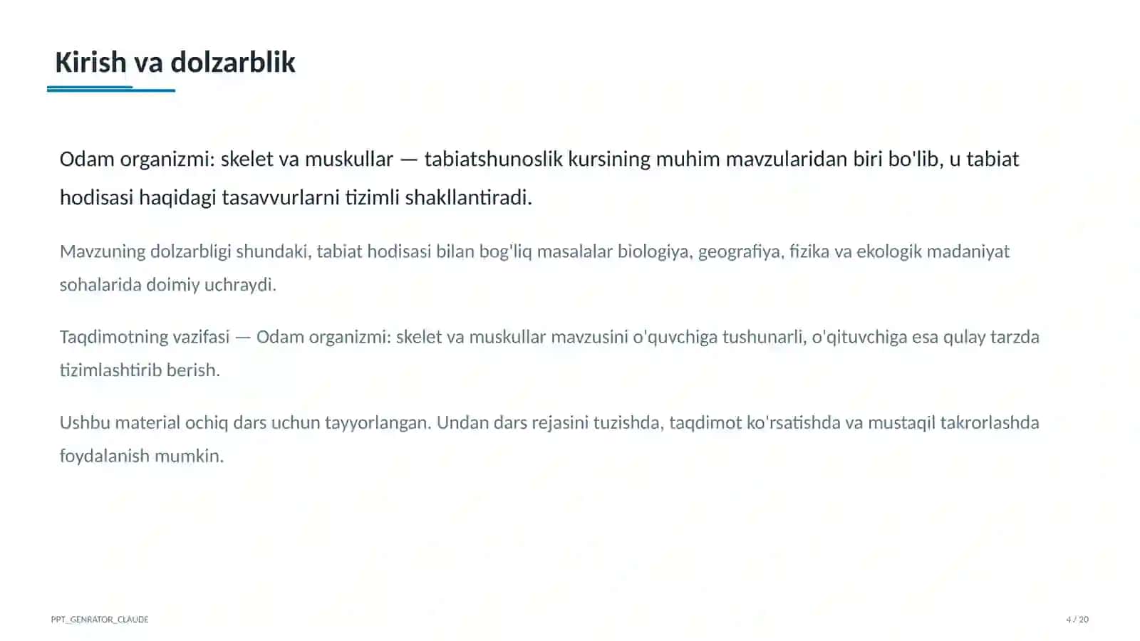 Odam organizmi: skelet va muskullar (4-sinf) 4