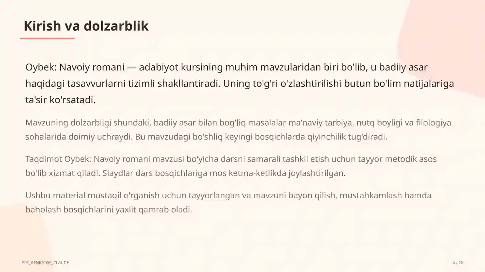 Oybek: Navoiy romani (10-sinf) 4