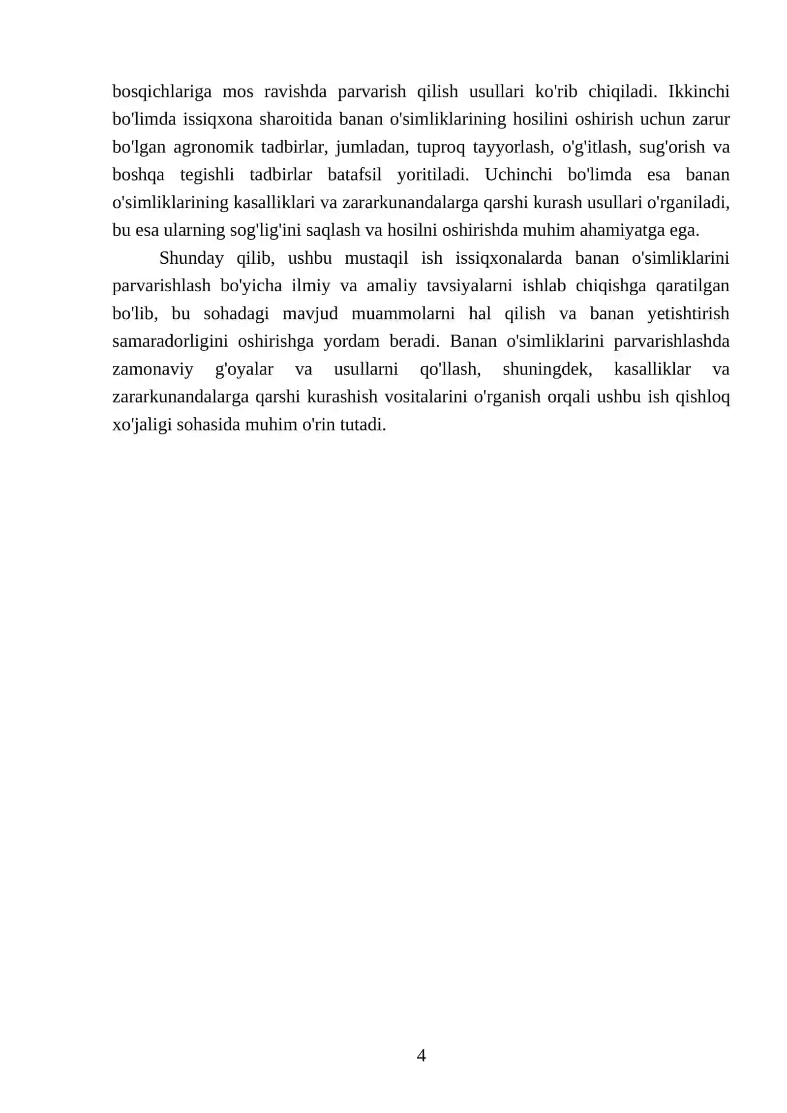 Issiqxonalarda yosh va hosili banan o'simligini parvarishlash 4