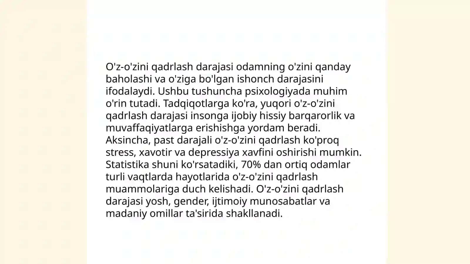 Shaxsning oziga bahosi 4